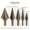 [Cobalt Step Drill Bit Set] 5pcs Bearing Steel Cobalt Step Drill Bit Set - Multi-Hole Metal and Wood Drilling Tools with Aluminum Case