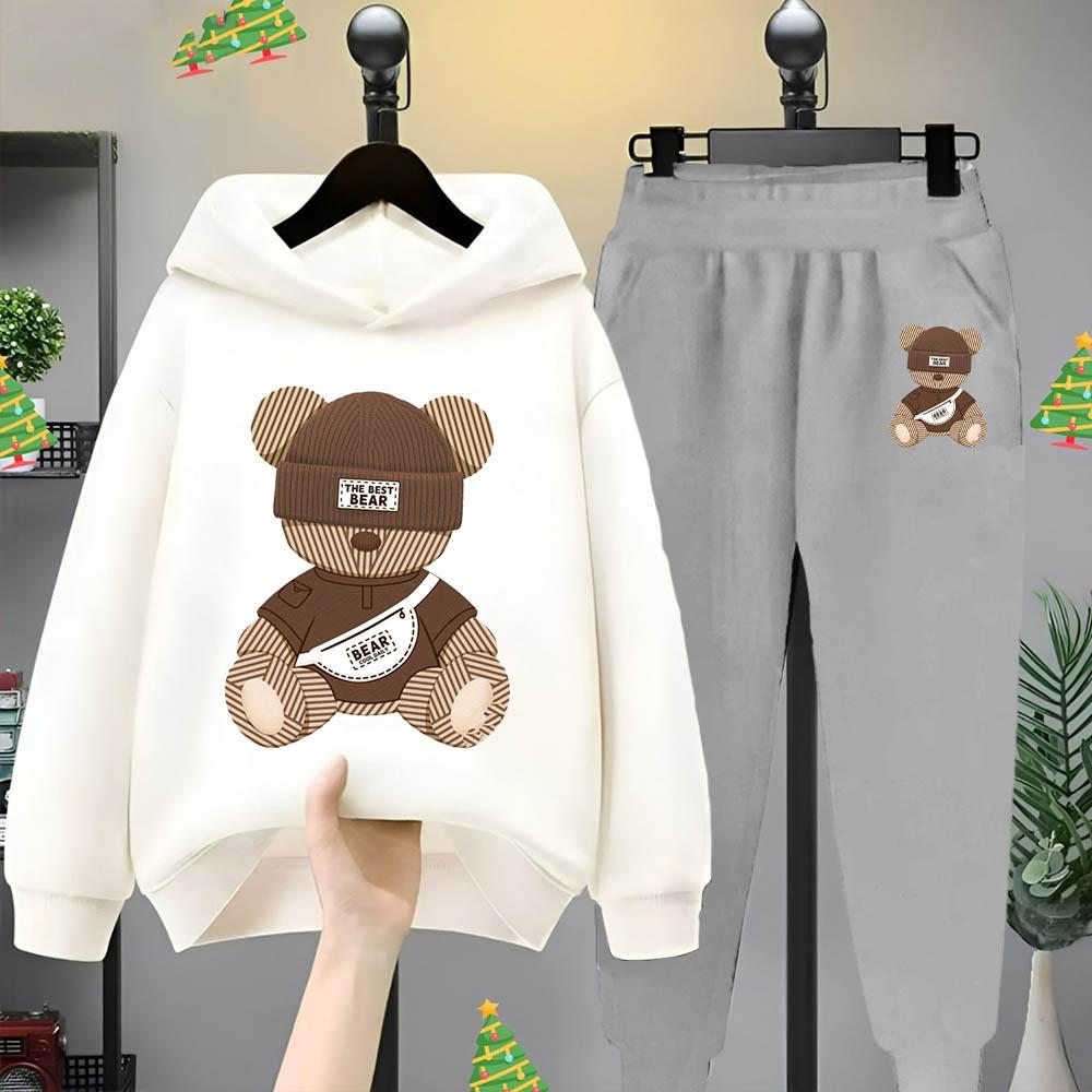 

Толстовка с капюшоном Cartoon Bear Cartoon Cartoon Cartoon Детская одежда Дети девочки Мальчики Толстовка с капюшоном комплект из двух комплектов 160