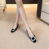 French Thick Heel Black Square Head Rhinestone Single Shoes Women'S Spring Temperament Shallow Mouth Large Size Women'S Shoes 41-43