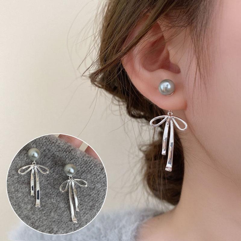Trendy Two-Way Pearl Knot Earrings for Women - Internet Celebrity Style