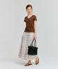 DEPOUND Eyelet V-Neck Cap Sleeve T-Shirt [Brown]