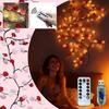 Rose LED Zweiglichter für die Wand, Rose Blumengirlande Zweigdeko Girlande mit 144 LED Lichtern und Fernbedienung, 8 Beleuchtungsmodi, Weihnachtsdekorationen Innen
