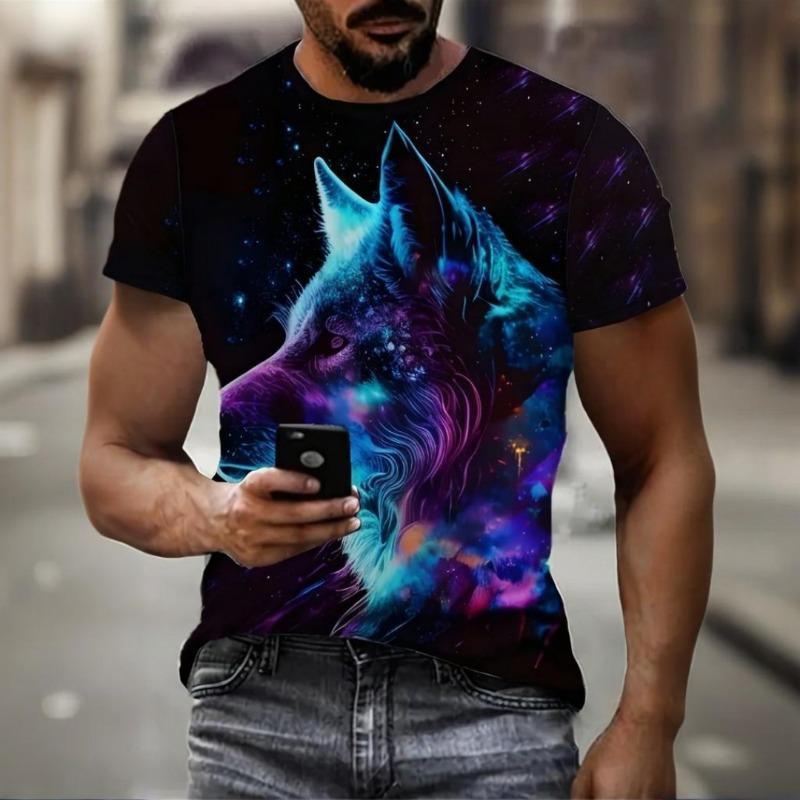 3D digital animal print pattern T-shirt short sleeved
