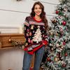 Womens Oversized Christmas Sweater With 3D Tree Knit Pullover Soft Casual Long Sleeve Top
