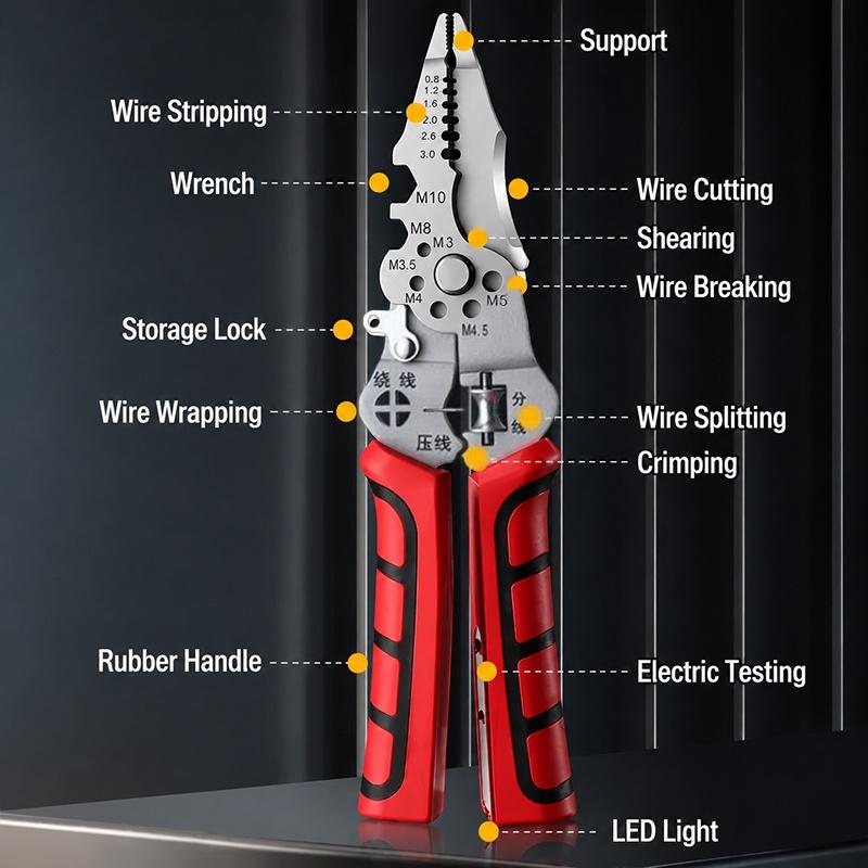 Inductive Wire Stripping Pliers Non-Slip Handle Industrial Grade Cutting Crimping Tool for Factory Electrical Assembly