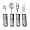Stainless Steel Adaptive Foldable Utensil Set with Anti-Shake Rubber-Plastic Handle for Elderly Rehabilitation (Knife, Fork, Spoon)