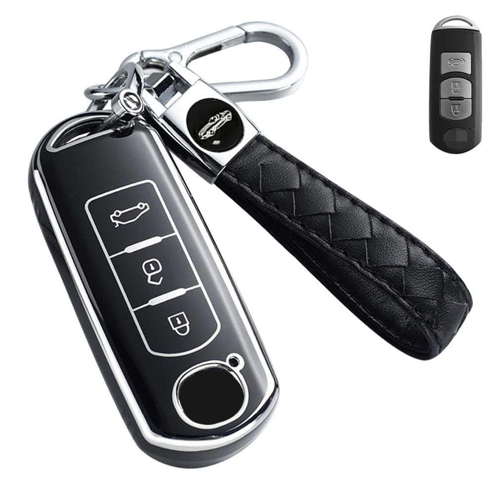 

Xangetor Mazda Key Smart Key Key Key Soft Compatible with Black Case, Case, Cover, Holder, TPU, Touch, CX-5, CX-3, CX-8, MPV, etc., 3-Button,