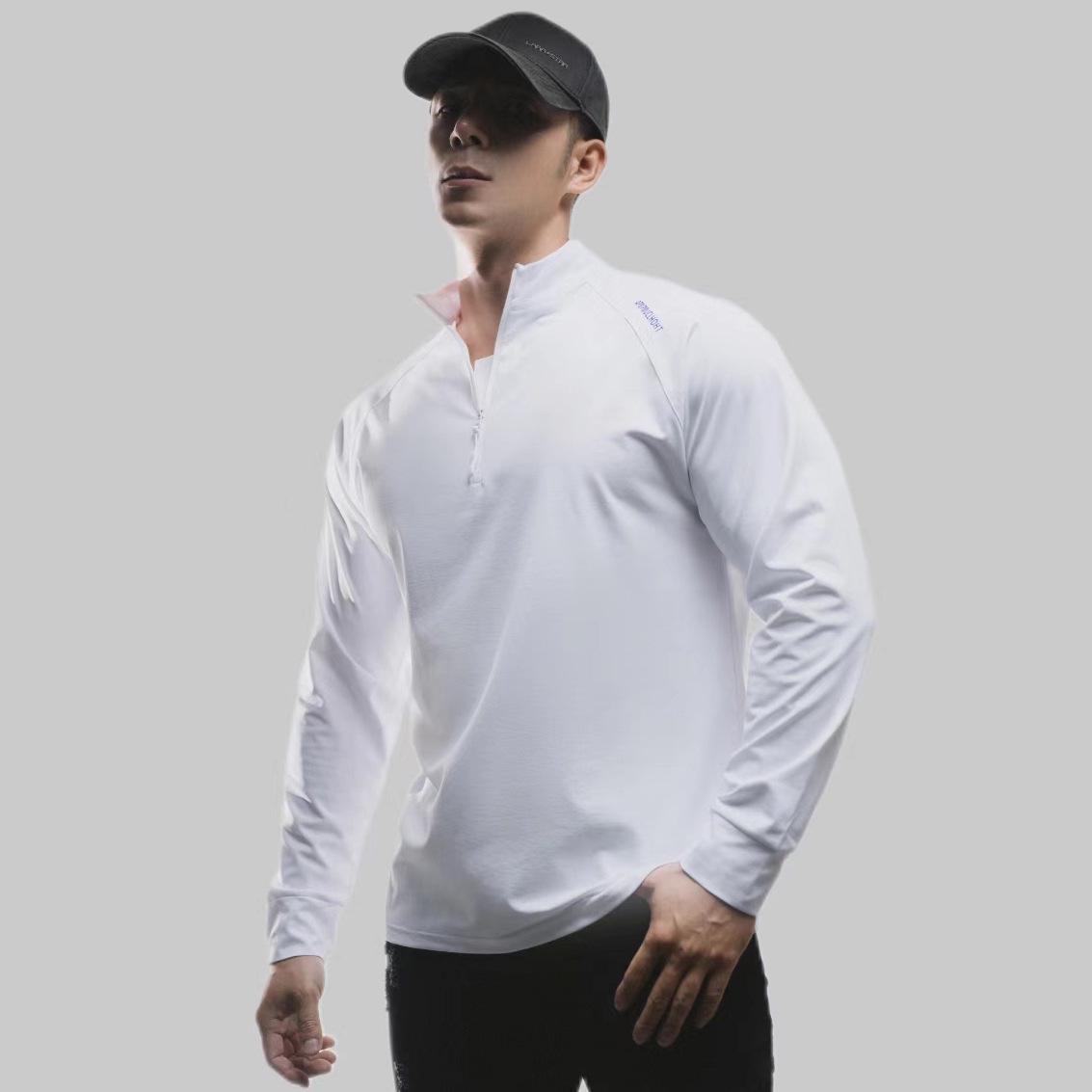 

Men s Long Sleeve Quick-Dry Half-Zip T-Shirt for Running and Fitness L білий