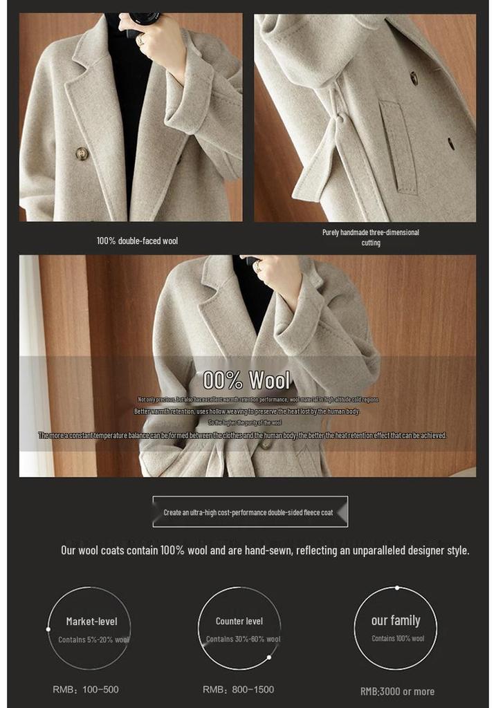 Red Wool Double-faced Long Coat with Belt - Winter Fashion Outerwear