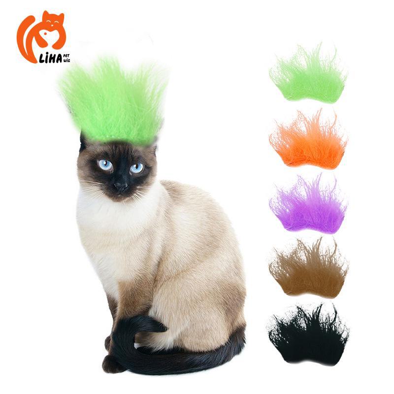 Colorful Halloween Wig Accessories for Pets: Funny Cat & Dog Costumes
