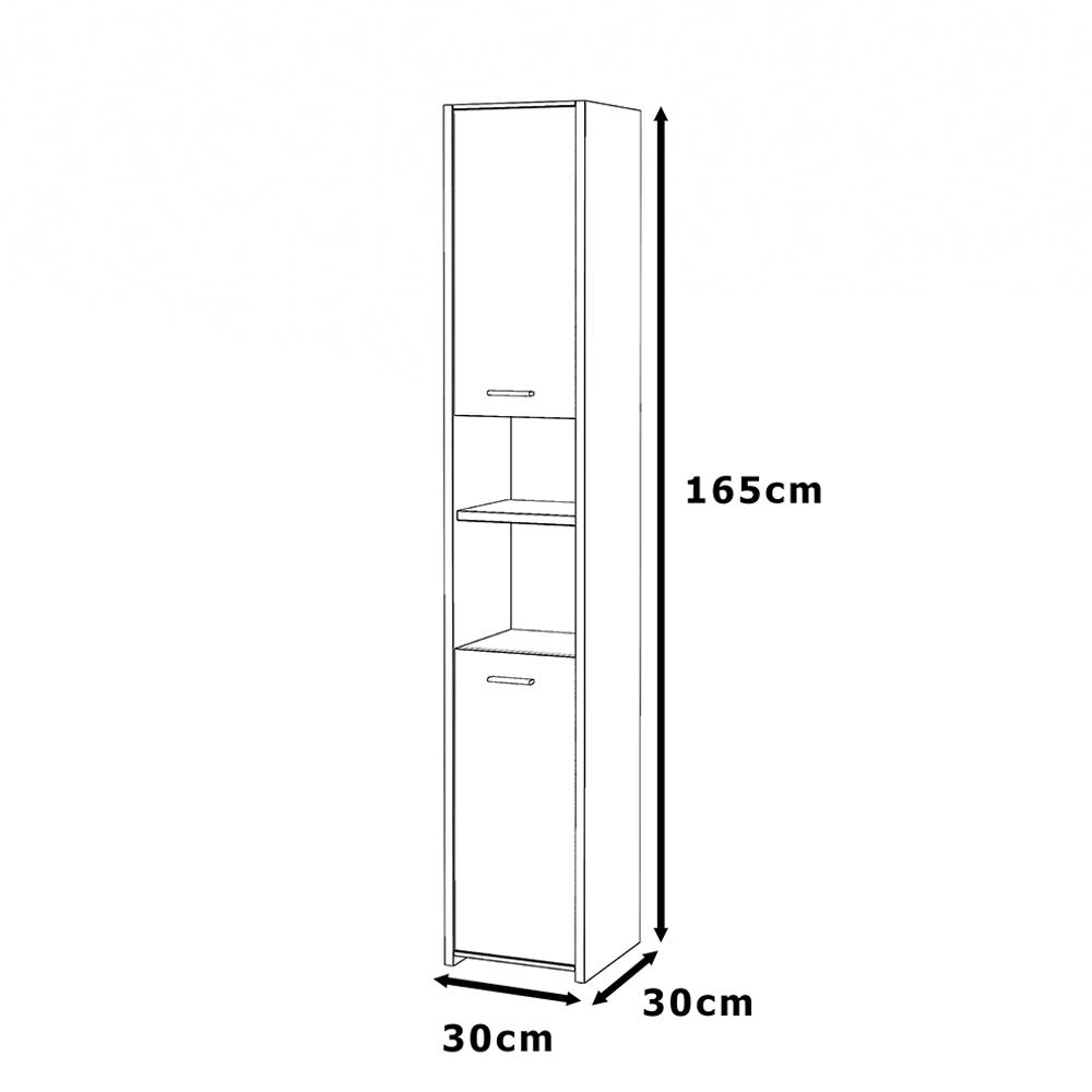 Floor-standing Bathroom Cabinet Gray Oak Wotan 30 CM Loft Bathroom Column