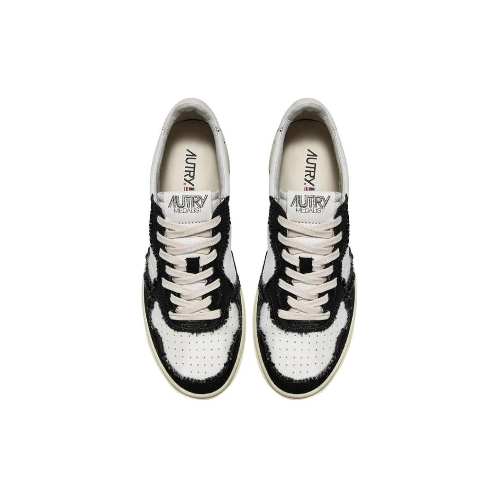 Autry Medalist Leather Canvas Logo Low-Top Fashion Sneakers Women sneakers Black White AULW-CB02