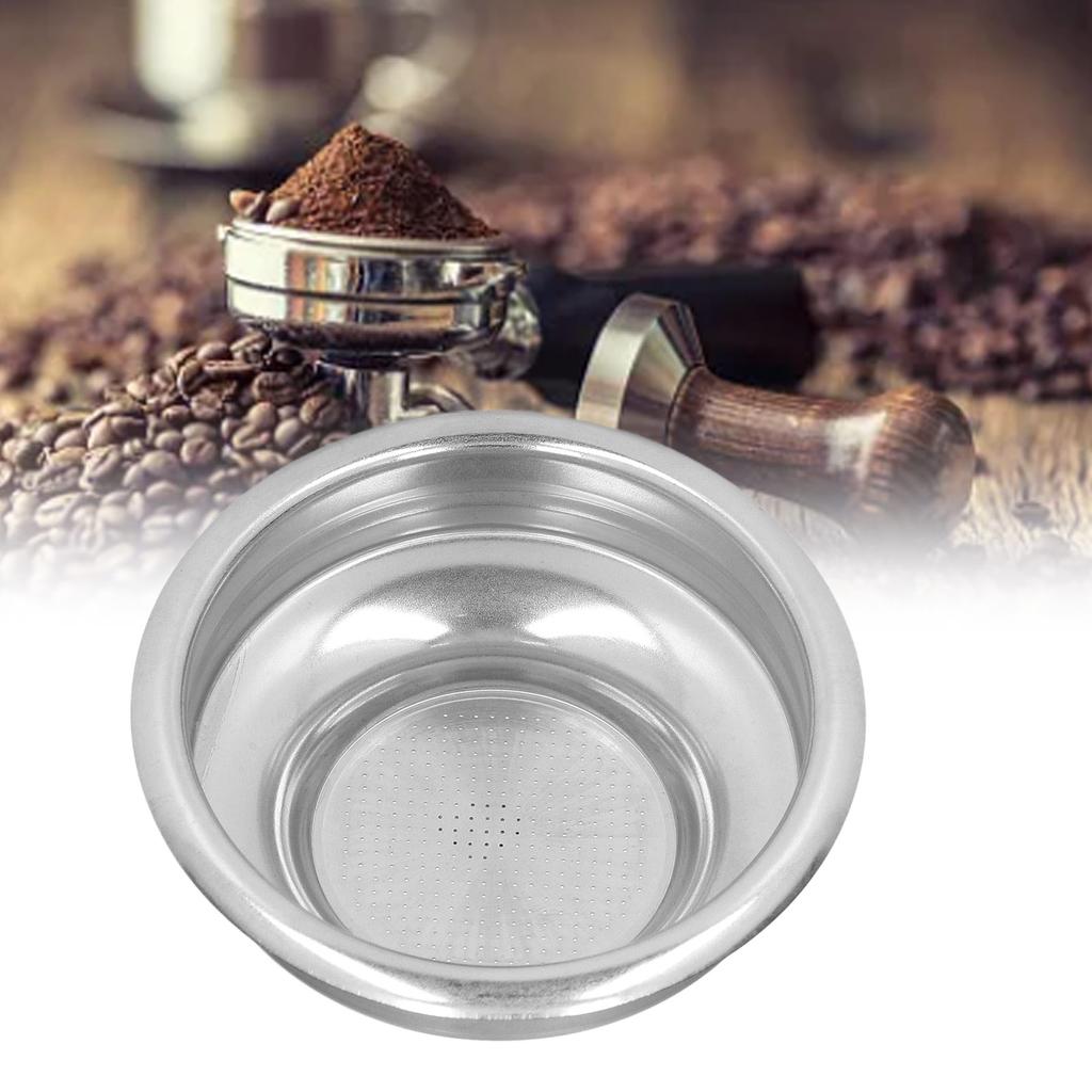 Universal 58mm Coffee Filter Basket for 1 Cup Stainless Steel Porous Bowl Compatible with Semi-Automatic Coffee Machines