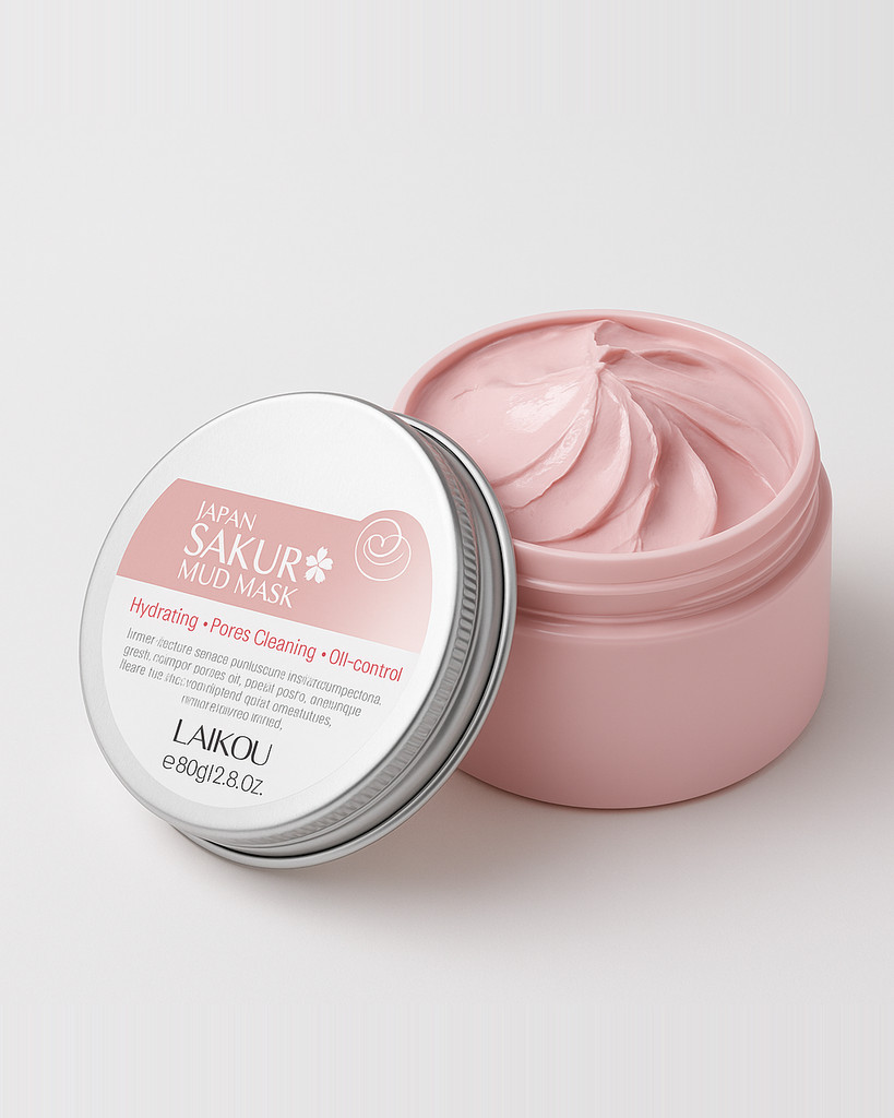 LAIKOU Cherry Blossom Mud Mask 80g Smear-type Mud Mask To Clean Pores Skin Care Moisturizing and Hydrating