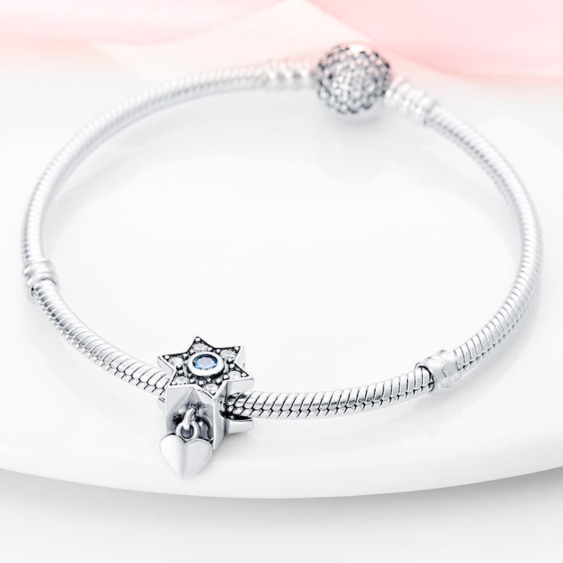 Charm Genuine Copper Hexagram Six Points Heart Bead Fits Bracelets DoItYourself Beautiful Gifts Women Delicate Jewellery Accessory