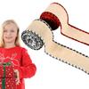 Christmas Wired Ribbon 2 Roll Decorative Plaid Edge Ornaments 2.48inch Merry Christmas Ribbon For Holiday Tree Wreath Garland