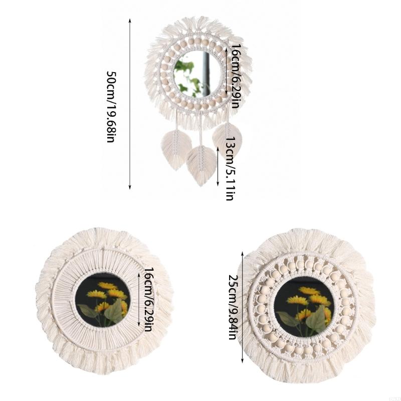 62KD Bohemian Wall Hangings Mirrored Tapestries Tassels Crafts Decorative Mirrored