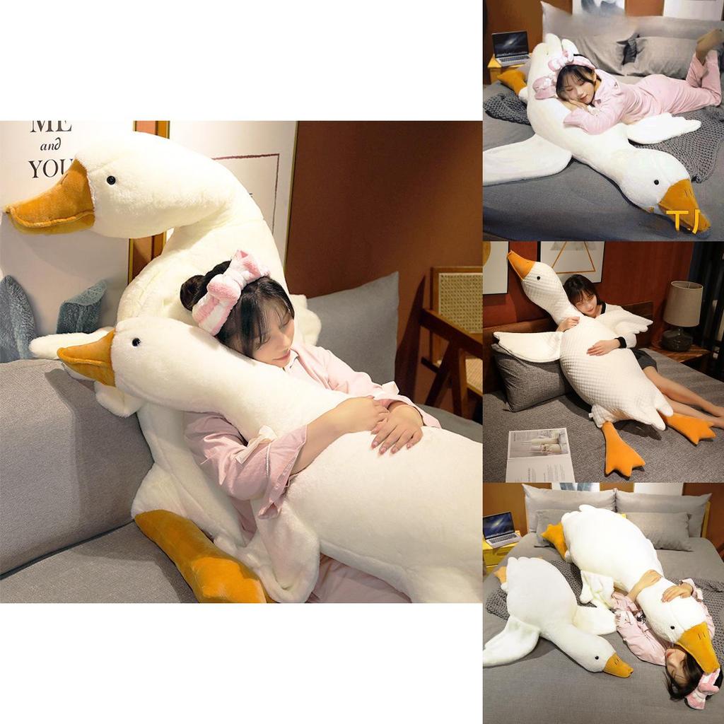 Adorable Large White Goose Plush Pillow Soft And Cuddly With Cozy Filling For Bedroom