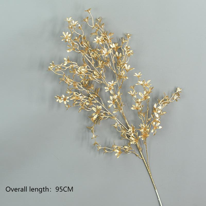 Artificial Flowers for Golden Leaves Grass PE DIY Indoor Outdoor Home Garden Party Room Bedroom Wedding Table Centerpiece Decor