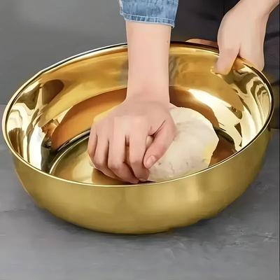 Tigela de Aço Inoxidável de Grande Capacidade, Adequada para Amassar Massa, Lavar Legumes, Mexer Saladas, Fácil de Limpar