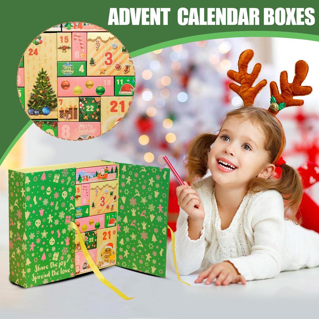 Christmas Advent Box 24-Grid Empty Christmas Advent Boxes 2025 Holiday Decorative Case For Toddler Stationery Shelf Stocking