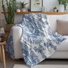Blue Floral Pattern Fleece Blanket Soft Cozy Throw Blanket Bed Sofa Decorative Throw Blanket for Women Gifts