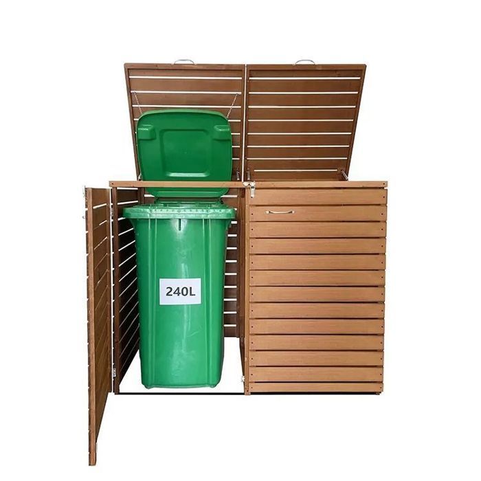 Bin Shelters - Divit MB3 - Pack of 2 for 240 L Bins - Waterproof Wood - Lockable Doors