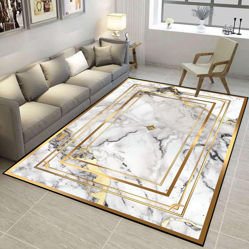 Alfombra Estilo Lujo Dorado Sala de Estar Patrón Mármol Tamaño Grande Alfombras Antideslizantes Lavable a Máquina Felpudo de Entrada Habitación Baño 60x90cm 23.6x35.4in
