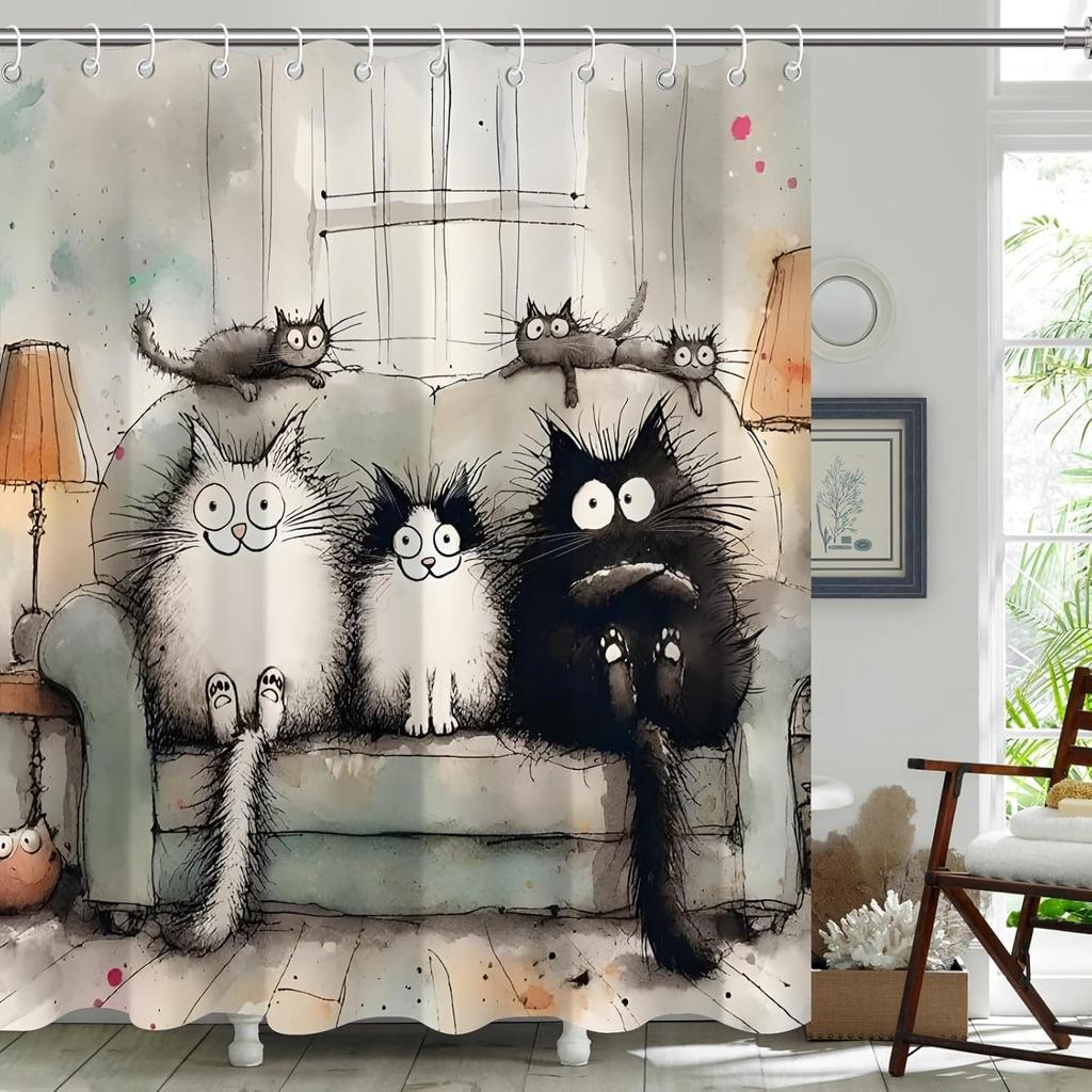 Funny Dogs Playing Poker Shower Curtain,Vintage Dog Art Waterproof Polyester Fabric Bath Curtain,Humorous Bathroom Decor for