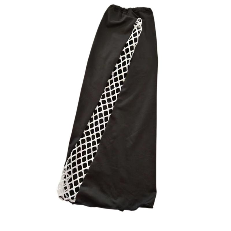 Fishnet Mesh Patchwork Flared Leg Warmers for Womens Harajuku Punk Grunge Baggy Foot Covers Sleeves Knee Length Socks