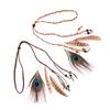 Retro Boho Peacock Feather Braided Rope Headband Hairband Women Headgear Feather Headdress Indian Headwear Hair Accessories Gift