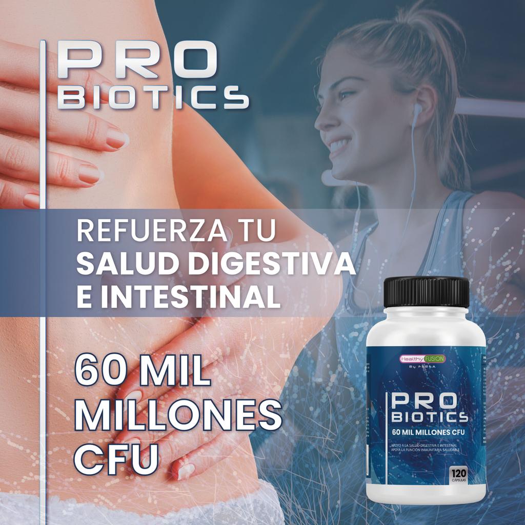 Probiótico | 60 Billones de CFU| Probióticos Microencapsulados para evitar su degradación | Mejora el Sistema Inmunológico | 120 Uds