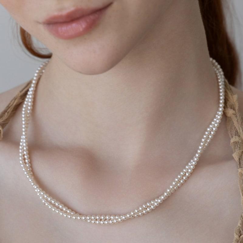 

TATIANA Double Pearl Twist Necklace NZ2482 Original Rhodium
