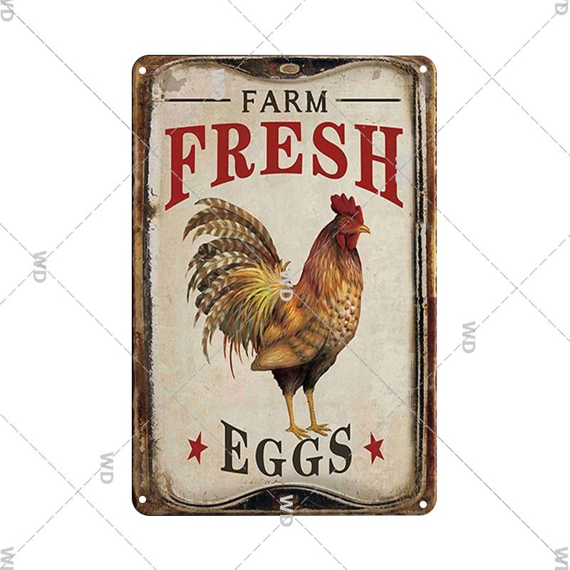 

Металлические вывески Свежие яйца Пушистая задница Хижина Курица Ретро жестяная вывеска Винтаж Забавная уличная настенная табличка Садовые фермы Вывески Курятники Декор 20x30cm