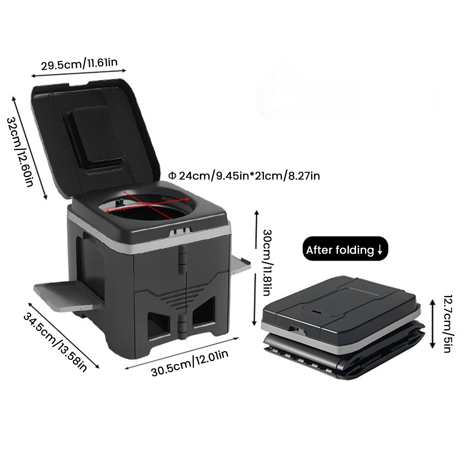 

New Portable Folding Toilet for Car and Camping Collapsible Portable Potty for Camping Road Trips Outdoor Emergency Car Use чорний