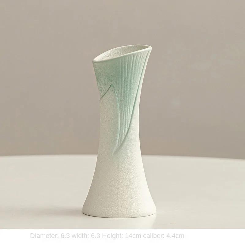 White Vase Desktop Flower Arrangement Table Hydroponics Green Plant Flower Decorative Flowerpot Decorations Home Decor Vases