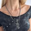 Fashion Metal Star Pendant Necklace For Women Punk Hip Hop Silver Color Multi Layered Pentagram Tassel Necklace Y2K Jewelry Gift