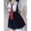 American Campus Pure Desire JK Uniform Waist-Hugging Pleated Skirt Dress for Summer.
