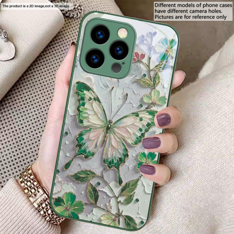 

Elegant pink butterfly For iPhone 17 Air 16 E 15 14 13 Plus 12 mini 17 Pro Max 11Pro XR Xs 16E 7 8 11 Tempered Glass Phone Case iPhone Air