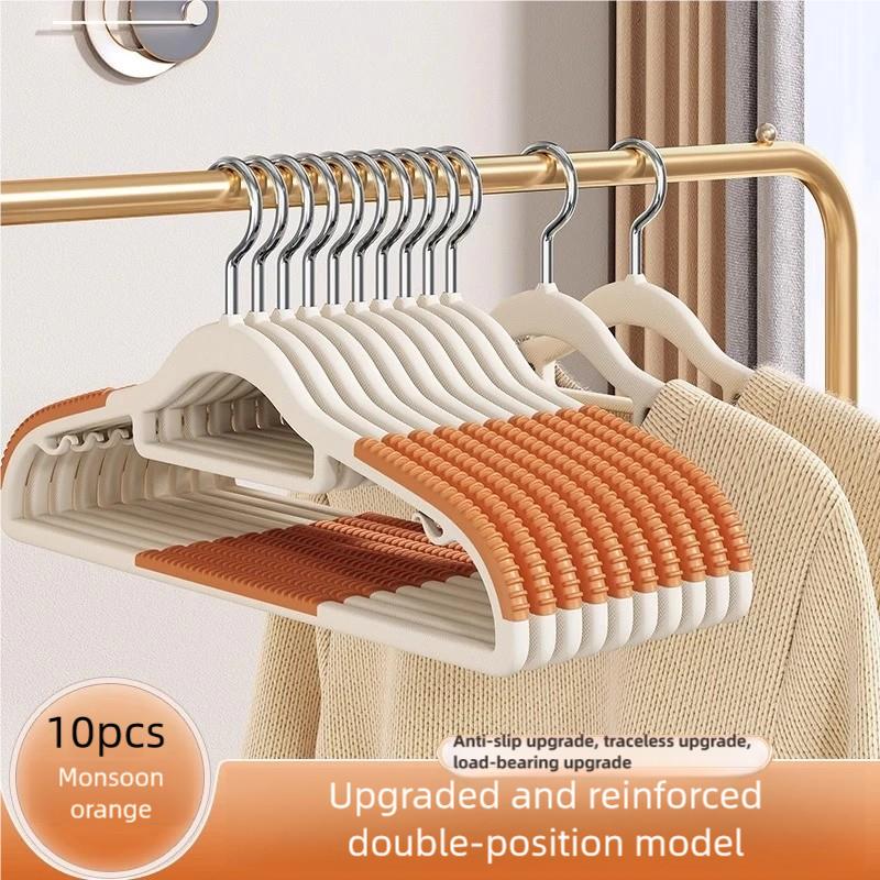 

10pcs plastic coat hanger, non-slip super thin space-saving suit hanger pants hanger, sturdy and durable, with 360° hooks