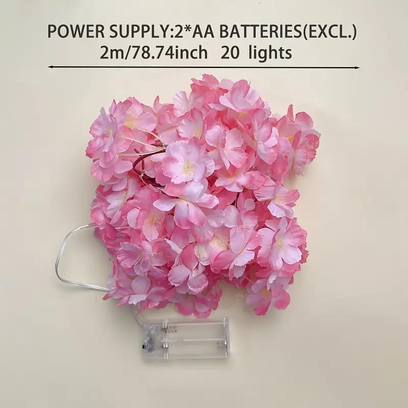 

1pc Cherry Blossom String Lights Pink Cherry Copper Fairy Lights Battery Powered For Home Garden Bedroom Wedding Festival Decor 2M20LED теплим білим кольором