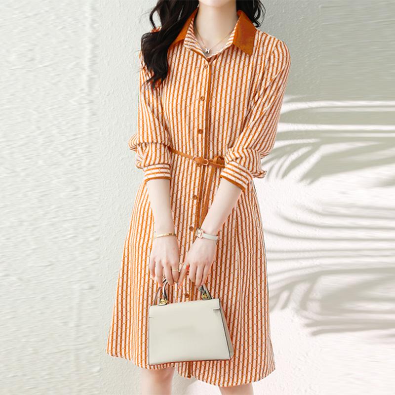 

ZANZEA Женское летнее повседневное платье с отложным воротником и принтом с длинным рукавом 4XL оранжевый