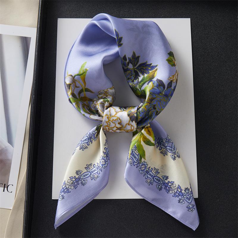 Korean version of idyllic purple spring and summer 70 square scarves, silk scarves, women s sunscreen neck scarves, with shirts and bags. 68*68cm