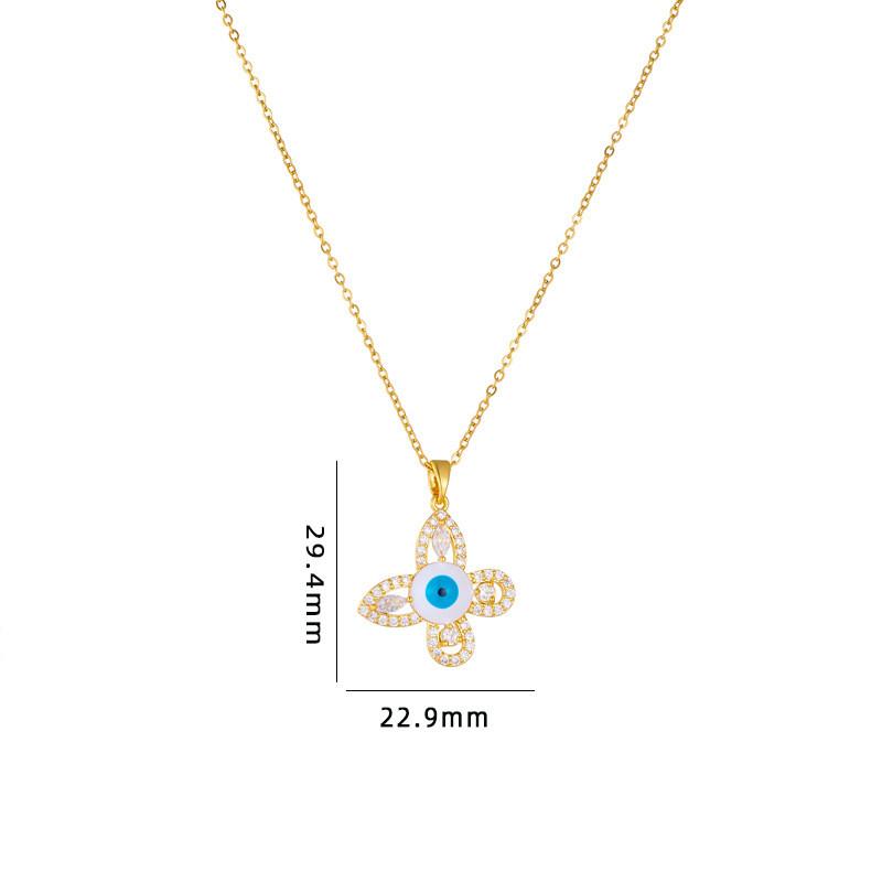 Simple Round Butterfly Zircon Pendant Necklace Stainless Steel Fashion Geometric Choker Jewelry Party Gifts For Women Girls