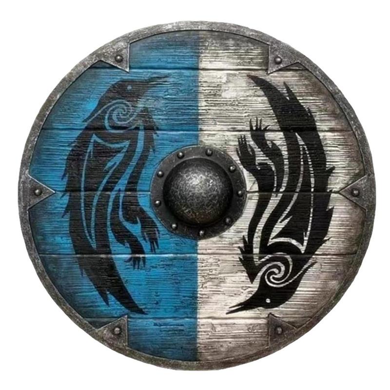 Nuovo Scudo Vichingo Scudo Decorativo in Legno Eivor Valhalla Corvo Scudo Vichingo Medievale Prop per Feste Cosplay Decorazioni per la Casa Ornamenti