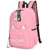 D-SACK Women's Cat Nylon Backpack, Large Capacity, Lightweight, School Bag, Pink