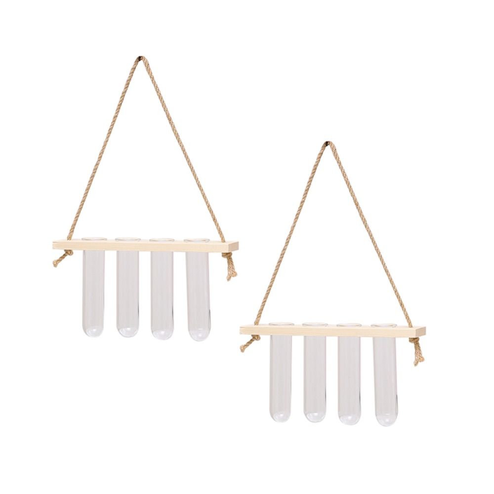 Retro Wood Hanging Hydroponic Test Tube Multilayer Stand Plant Vase  Hydroponic Plant