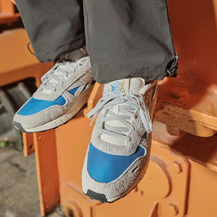 Reebok Classic Leather Hexalite Cushioning Low Top Running Shoes Unisex Sneaker Gray Blue 100074406