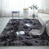 Silk and Wool Tie-Dye Plush Long-Pile Rug for Bedroom and Living Room