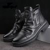 Herren High-Top Stiefel Luxus Business Büro Kleiderstiefel Lässige Lederstiefel für Herren Seitenreißverschluss Motorrad Stiefeletten